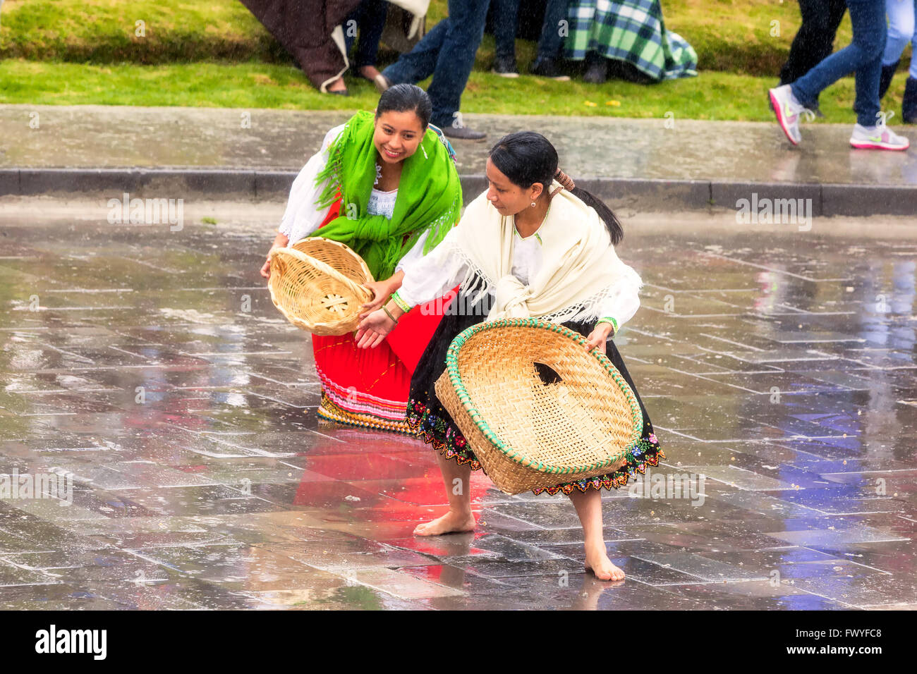 Ingapirca, Ecuador - 20 June 2015: Unidentified Indigenous Women Celebrating The New Year In The Andes Stock Photo