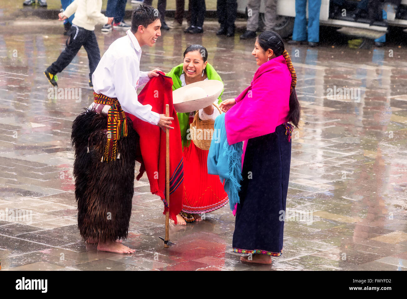 Ingapirca, Ecuador - 20 June 2015: Unidentified Indigenous Group Is