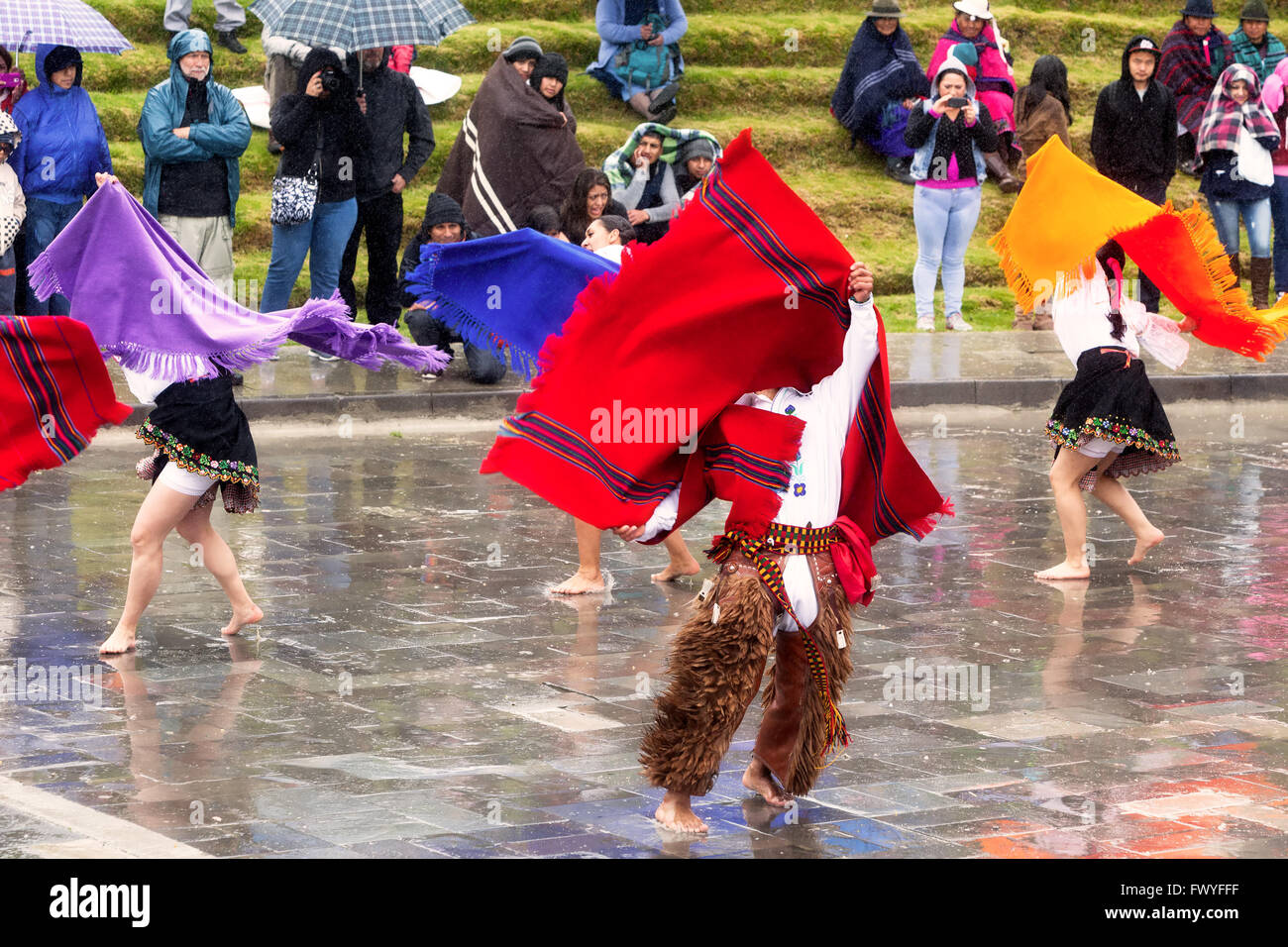 Ingapirca, Ecuador - 20 June 2015: Unidentified Group Of Dancers Are Celebrating Inti Raymi, Winter Solstice  In Ingapirca Stock Photo