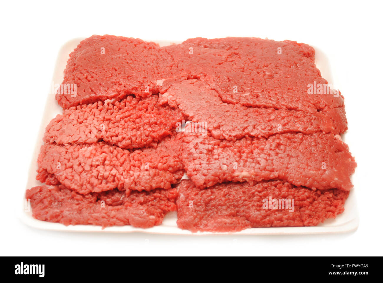 Raw Cube Steaks Stock Photo