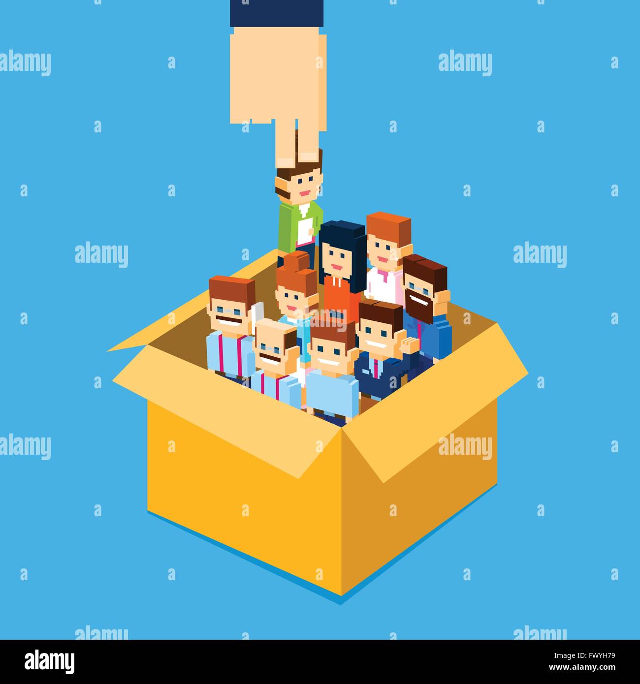 Recruitment Hand Picking Business Person Candidate from Box People
