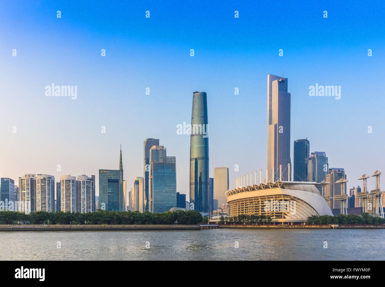 Gunzhou Guangzhou pearl river high rise building building with blue sky ...