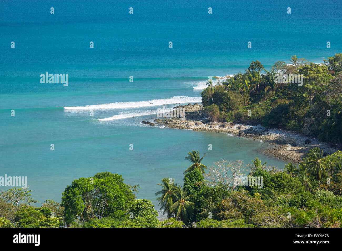 OSA PENINSULA, COSTA RICA - Pan Dulce beach and the Pacific Ocean. Stock Photo