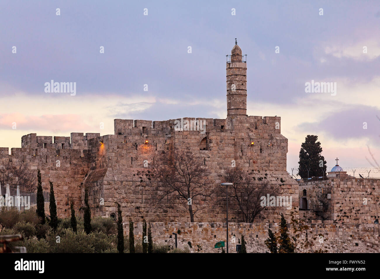 Ancient Citadel inside Old City, Jerusalem, Israel Stock Photo