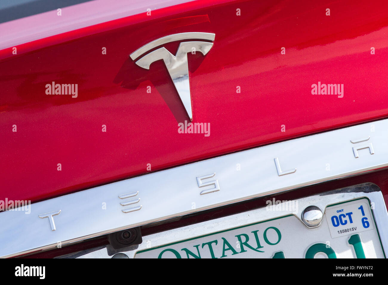A Tesla Model S electric vehicle in Kingston, Ont., on March 12, 2016