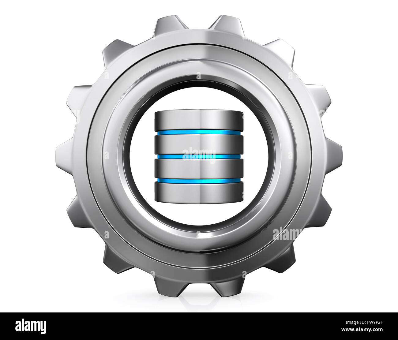 3D illustration cloud icon and gear, database conceptcloud computing