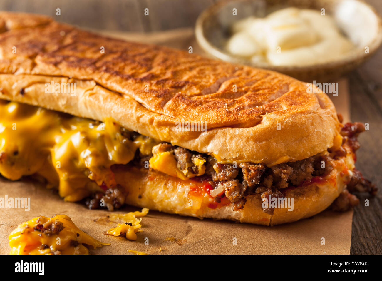 Homemade Chopped Cheese Sandwich with Ketchup and Mayo Stock Photo Alamy