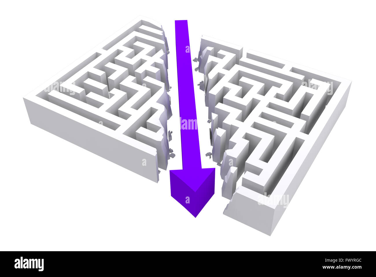 Composite image of arrow through maze Stock Photo - Alamy