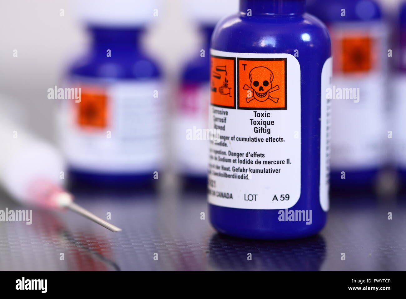 Chemical bottle hazardous syringe Stock Photo Alamy