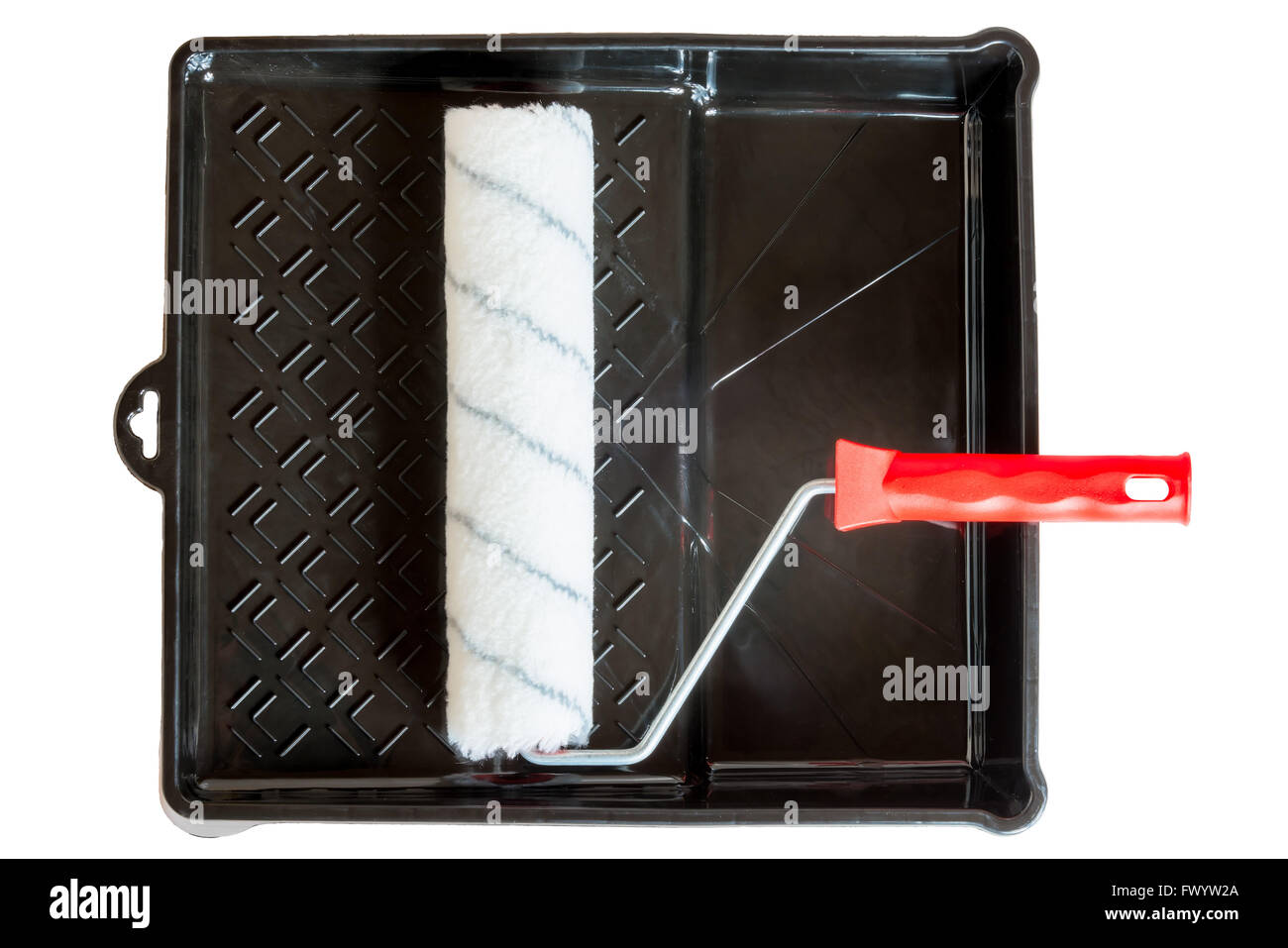 clean roll in a black plastic tray isolated Stock Photo