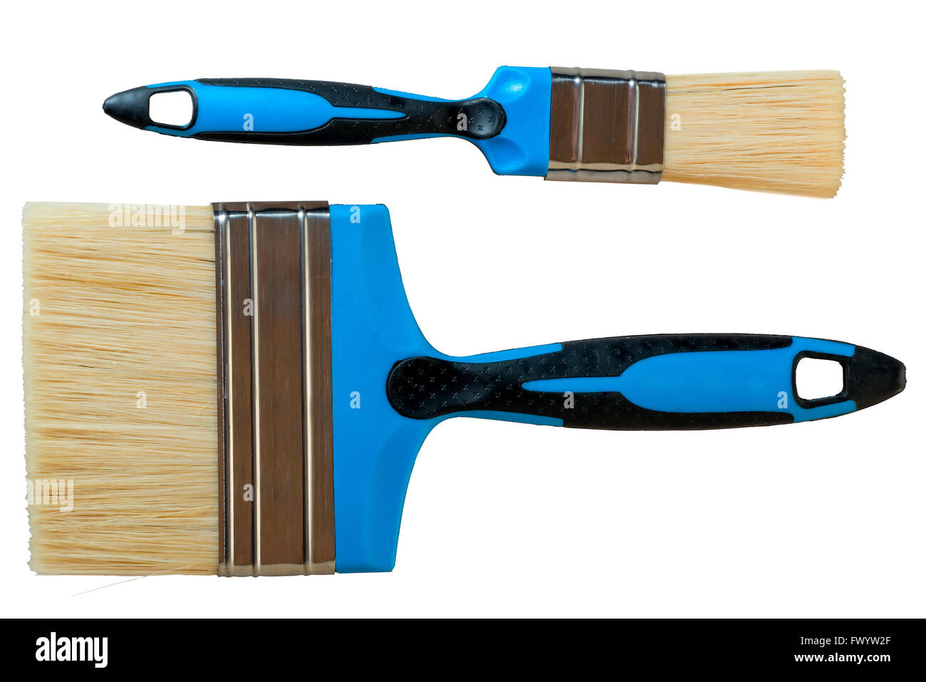 set of two blue paint brush isolated closeup Stock Photo - Alamy