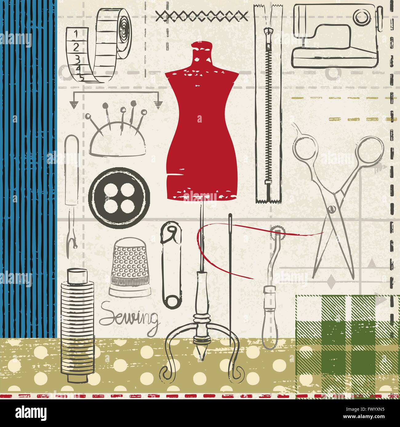 Sewing clothes Stock Vector Images - Alamy