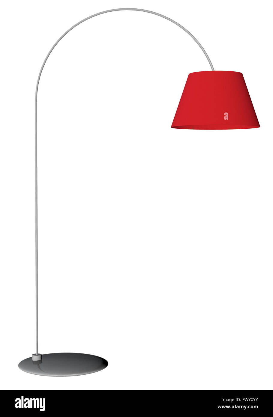 Red floor lamp isolated on white background. 3D rendering. Stock Photo
