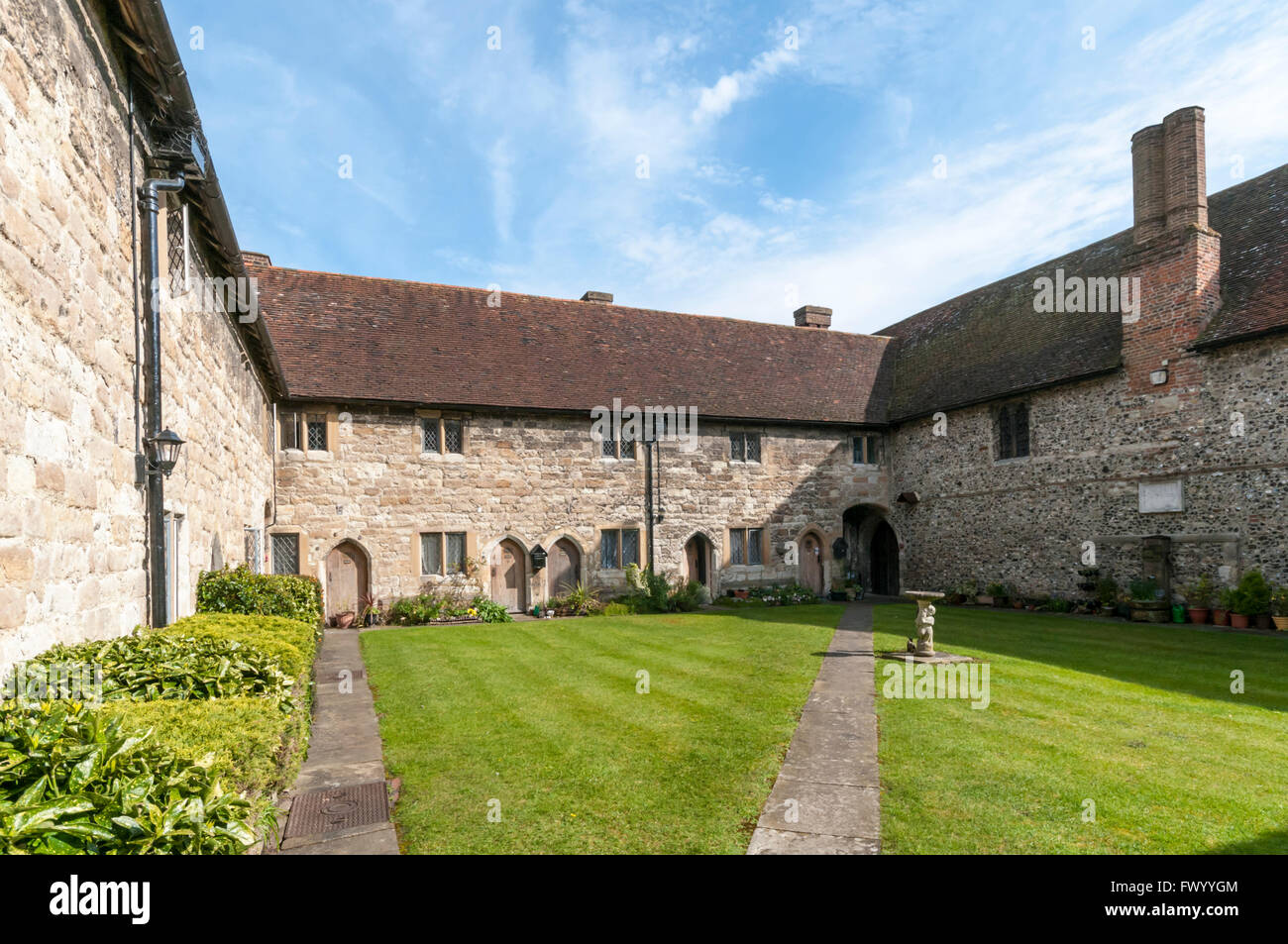 New College almshouses in Cobham Kent, originally founded in 1362 and now sheltered housing for the elderly. Stock Photo