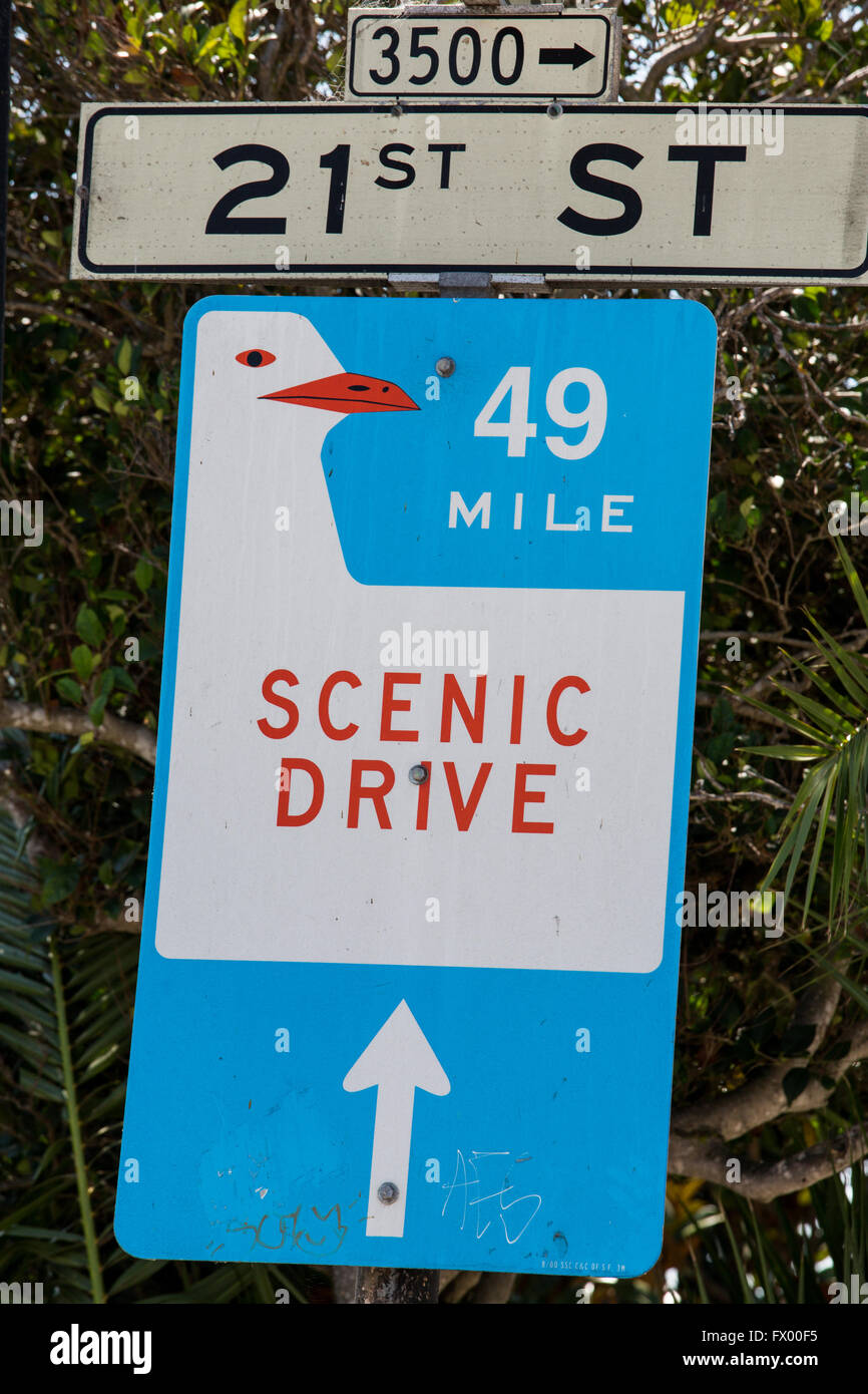 San Francisco sign of scenic drive 49 mile Stock Photo Alamy