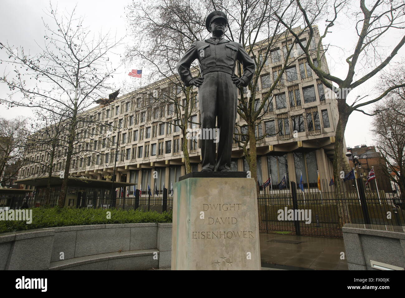 Grosvenor Square home of the US Embassy and 9/11 Memorial Stock Photo