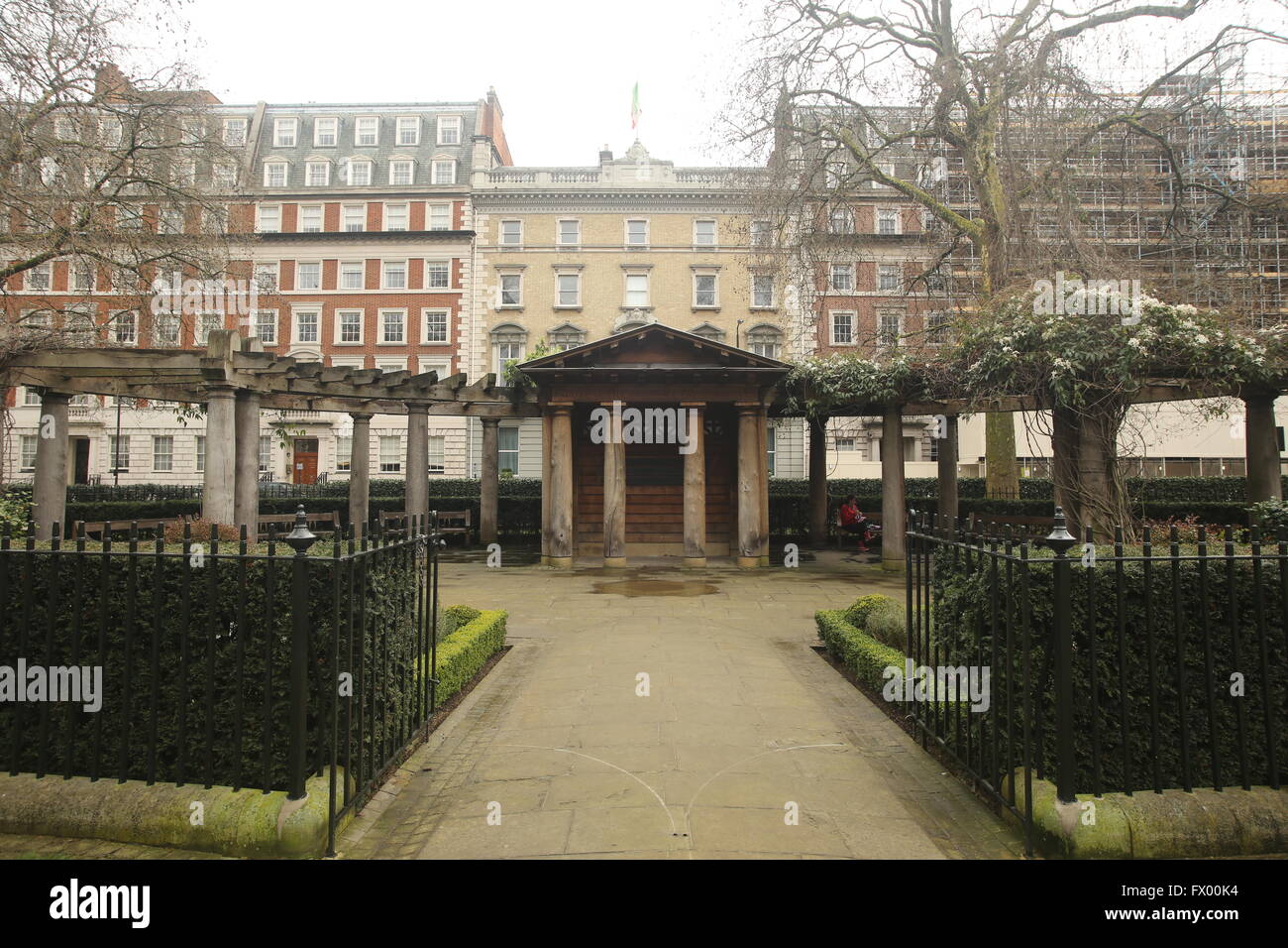 Grosvenor Square home of the US Embassy and 9/11 Memorial Stock Photo