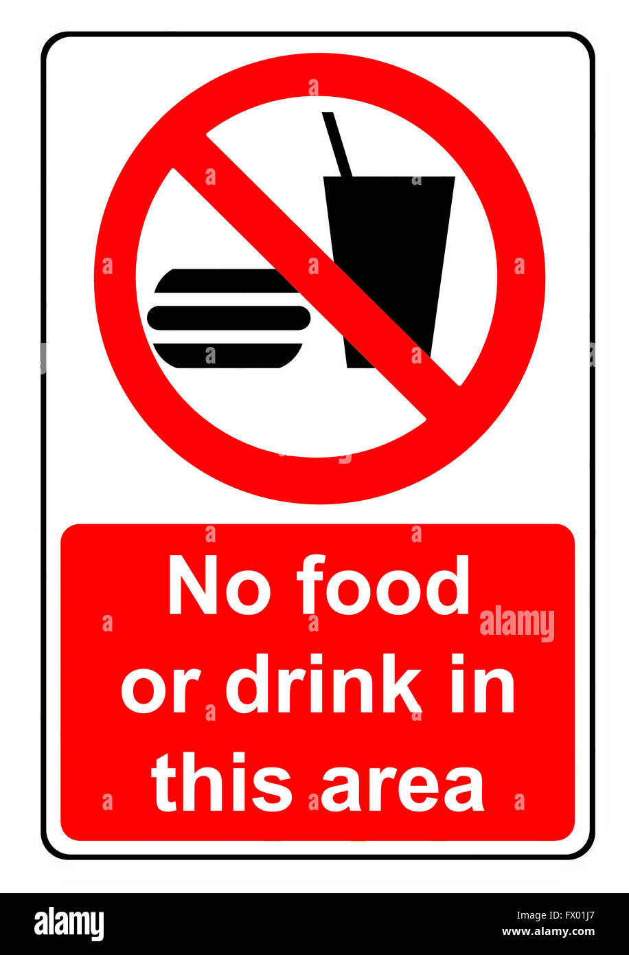 No food or drink in this area sign Stock Photo