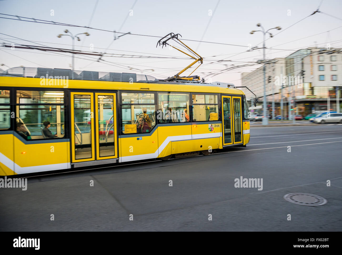 tramway in Pilsen city, Czech Republic Stock Photo
