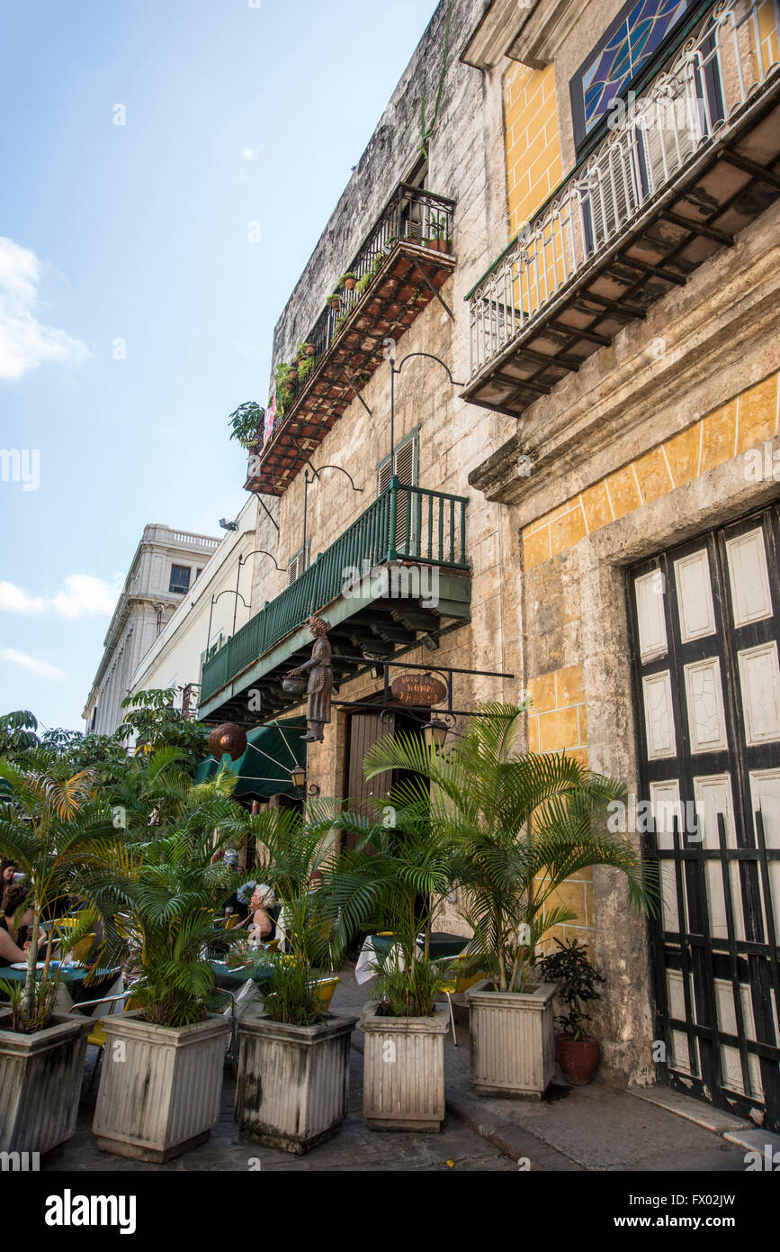 Cuban typical house of the colonial epoch in Obispo Street Stock Photo