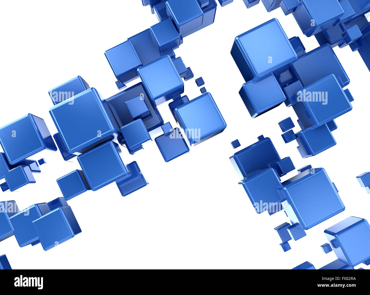 Abstract blue 3d digital cubes Stock Photo
