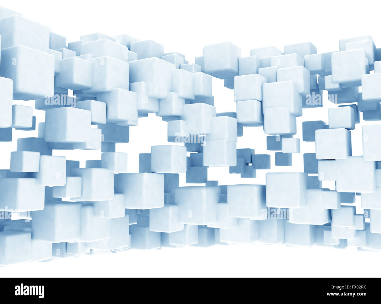 Flow of digital blue cubes isolated on white background Stock Photo - Alamy