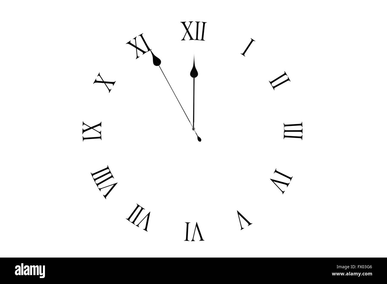 Clock counting down to midnight Stock Photo Alamy