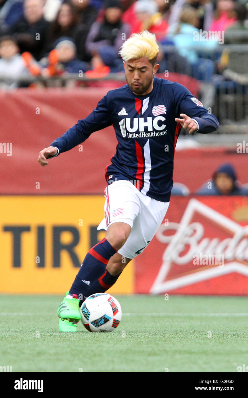 April 9, 2016; Foxborough, MA, USA; New England Revolution midfielder Lee Nguyen (24) in action during the second half of an MLS game between the New England Revolution and Toronto FC at Gillette Stadium. The gamed ended in a 1-1 draw. © Cal Sport Media/Alamy Live News Stock Photo