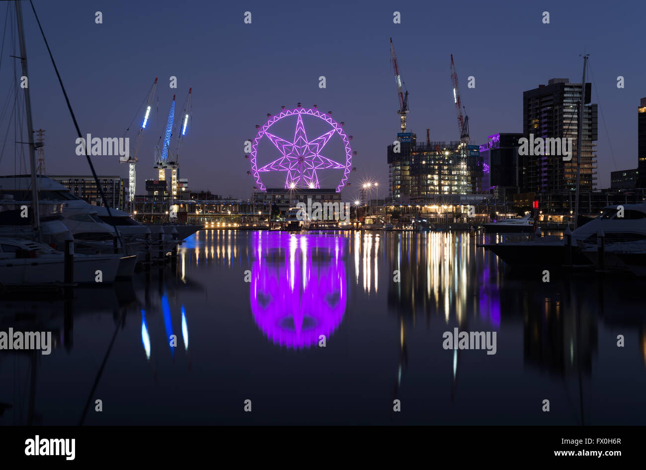 A twilight photo of Melbourne star observation wheel at Docklands Stock Photo Alamy