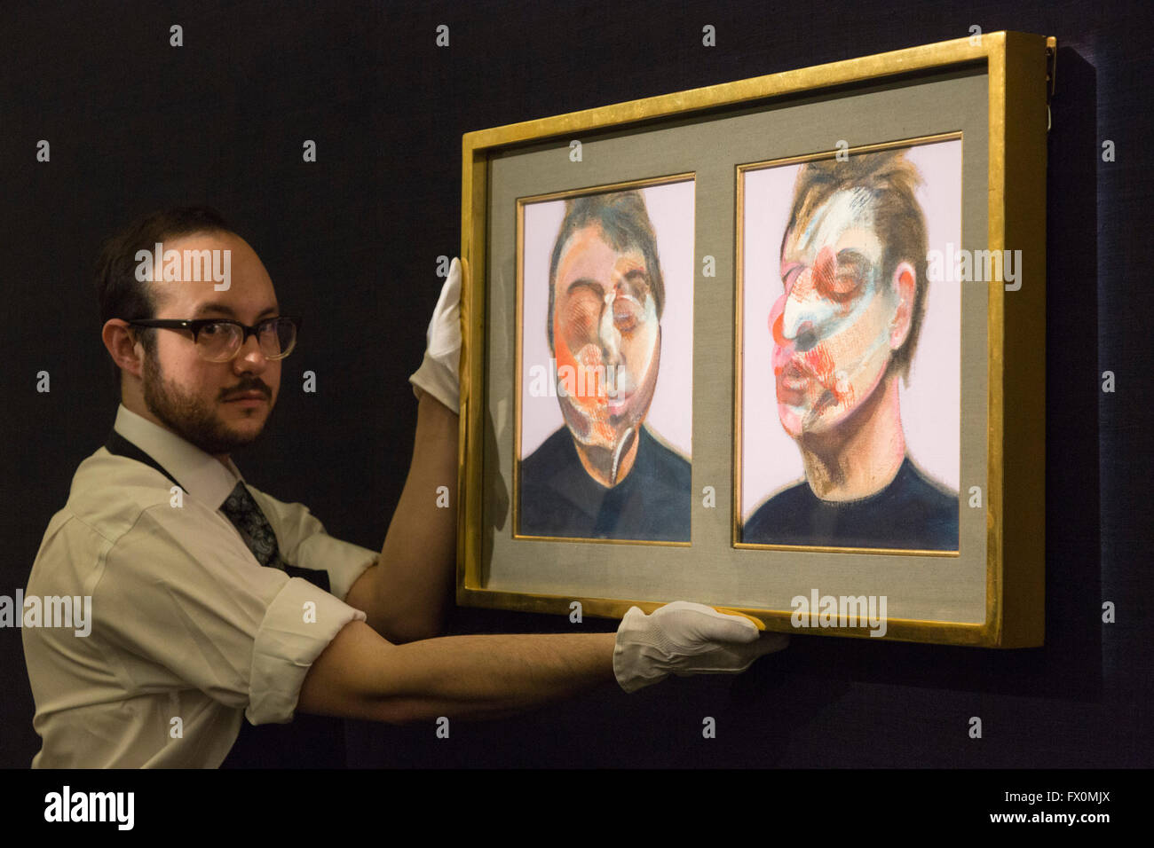 London, UK. 8 April 2016. Two Studies for a Self-Portrait, 1970, by Francis Bacon, estimate: USD 22-30 million. Sotheby's London Auction Preview of art from the Contemporary Art Evening Auction in New York on 11 May 2016. Stock Photo