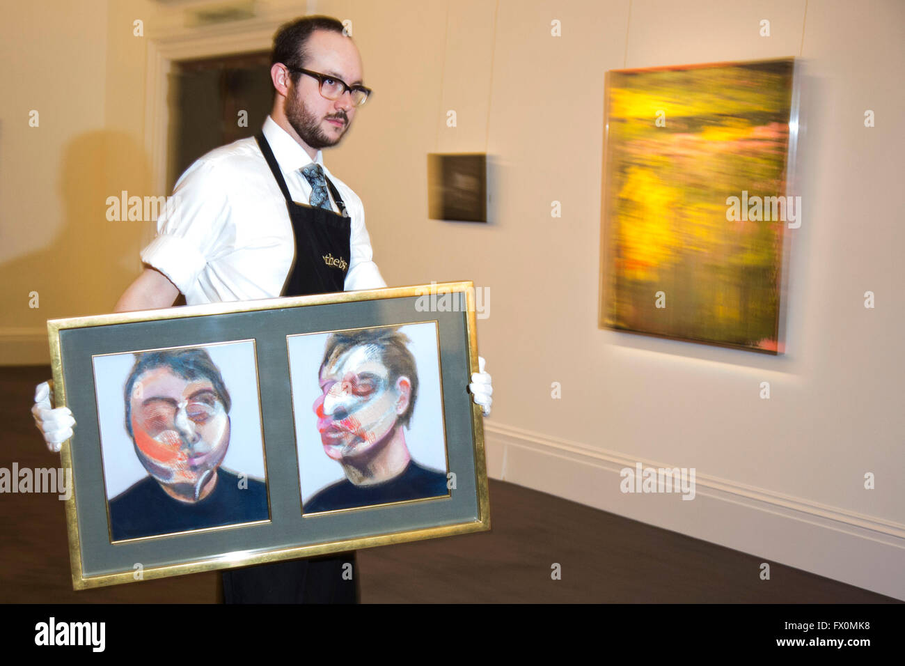 London, UK. 8 April 2016. Two Studies for a Self-Portrait, 1970, by Francis Bacon, estimate: USD 22-30 million. Sotheby's London Auction Preview of art from the Contemporary Art Evening Auction in New York on 11 May 2016. Stock Photo