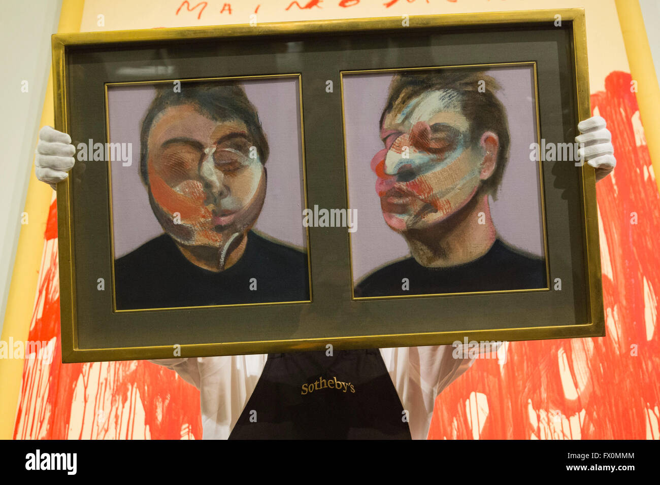 London, UK. 8 April 2016. Two Studies for a Self-Portrait, 1970, by Francis Bacon, estimate: USD 22-30 million. Sotheby's London Auction Preview of art from the Contemporary Art Evening Auction in New York on 11 May 2016. Stock Photo