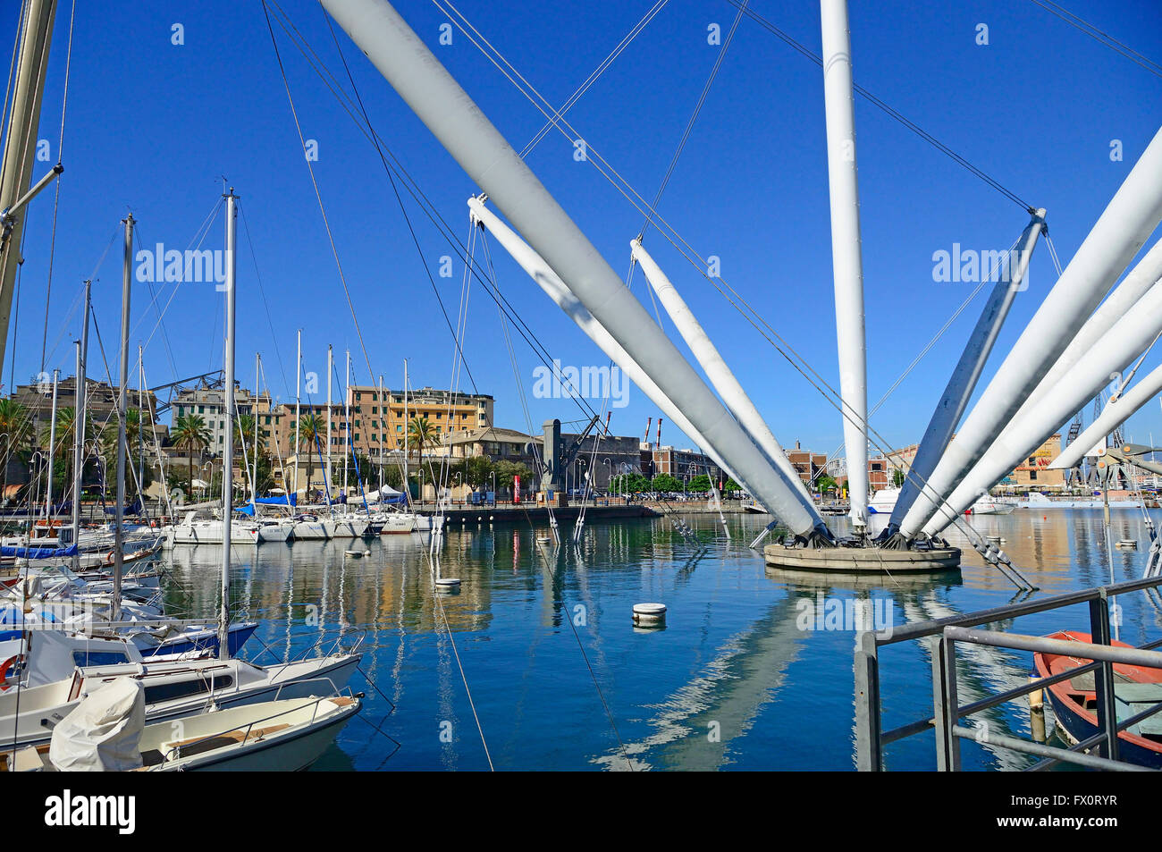 View on Porto Antico and bigo by Renzo Piano, Genoa, Ligury, Italy Stock Photo