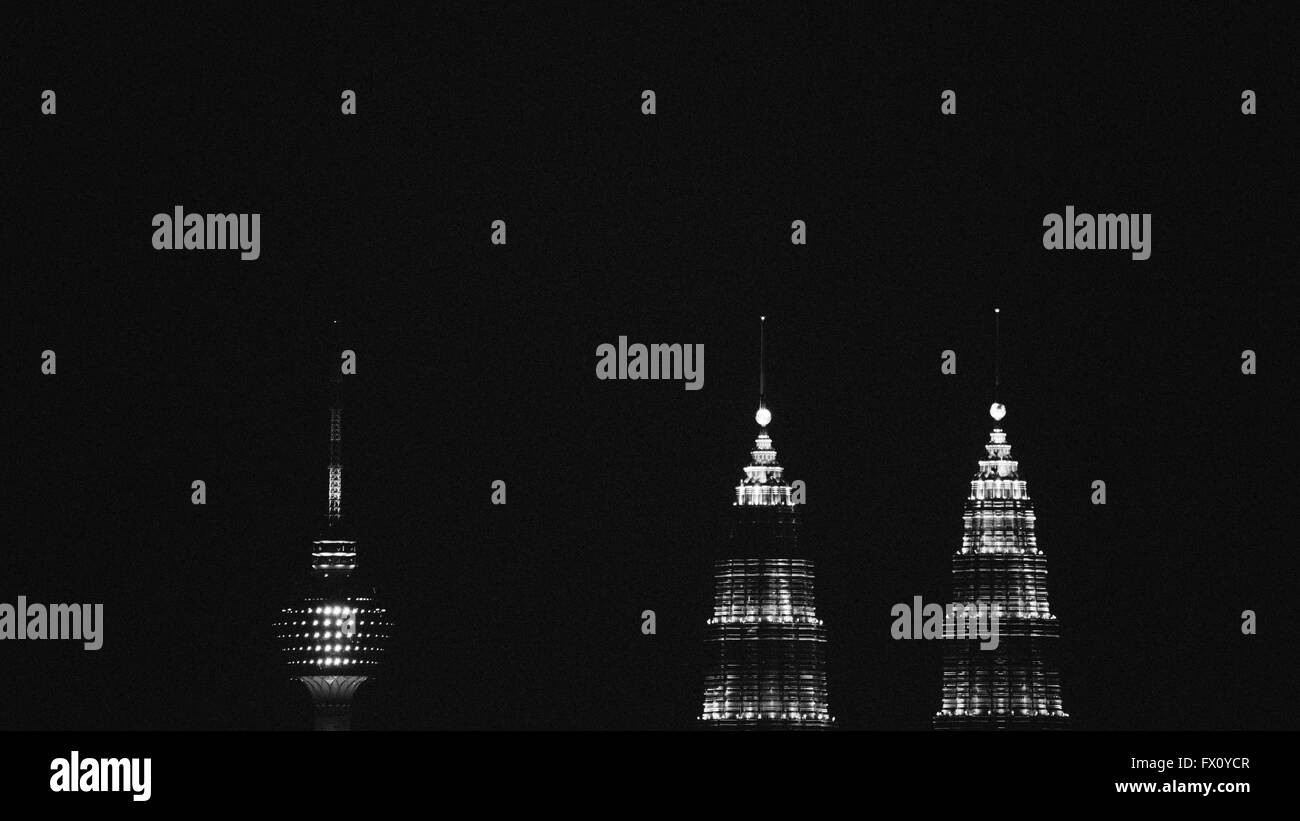 Night view over downtown Kuala Lumpur, Malaysia. Stock Photo