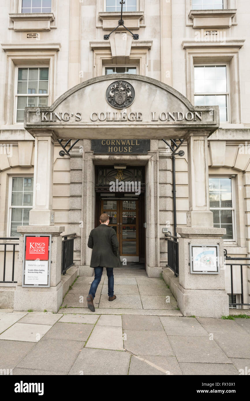 Entrance to King's College London, Cornwall House, London, Waterloo, Southbank, SE1, Stock Photo