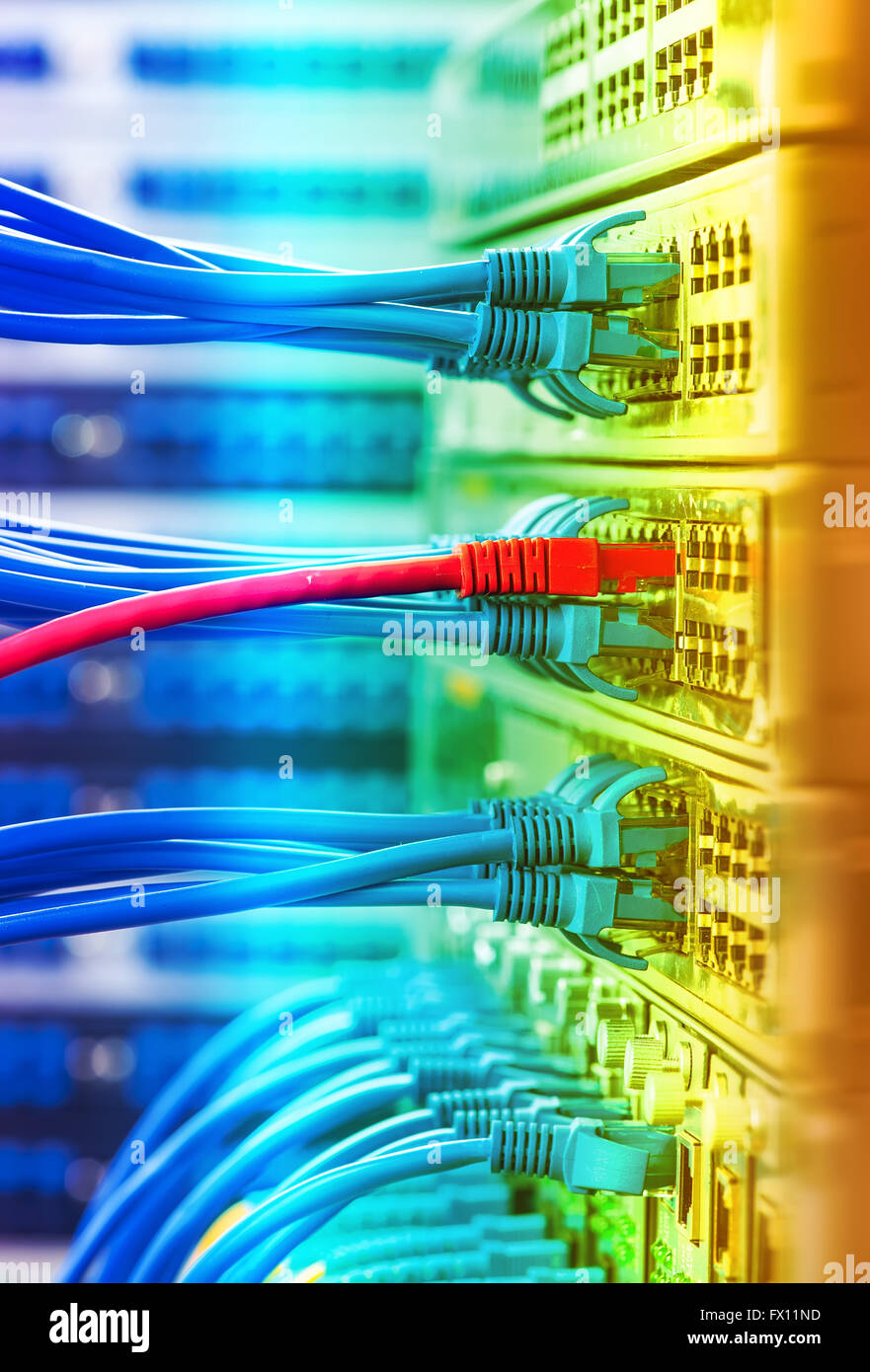 Network Instruments Cable Network switch and ethernet cables,Data Center Concept Stock Photo - Alamy