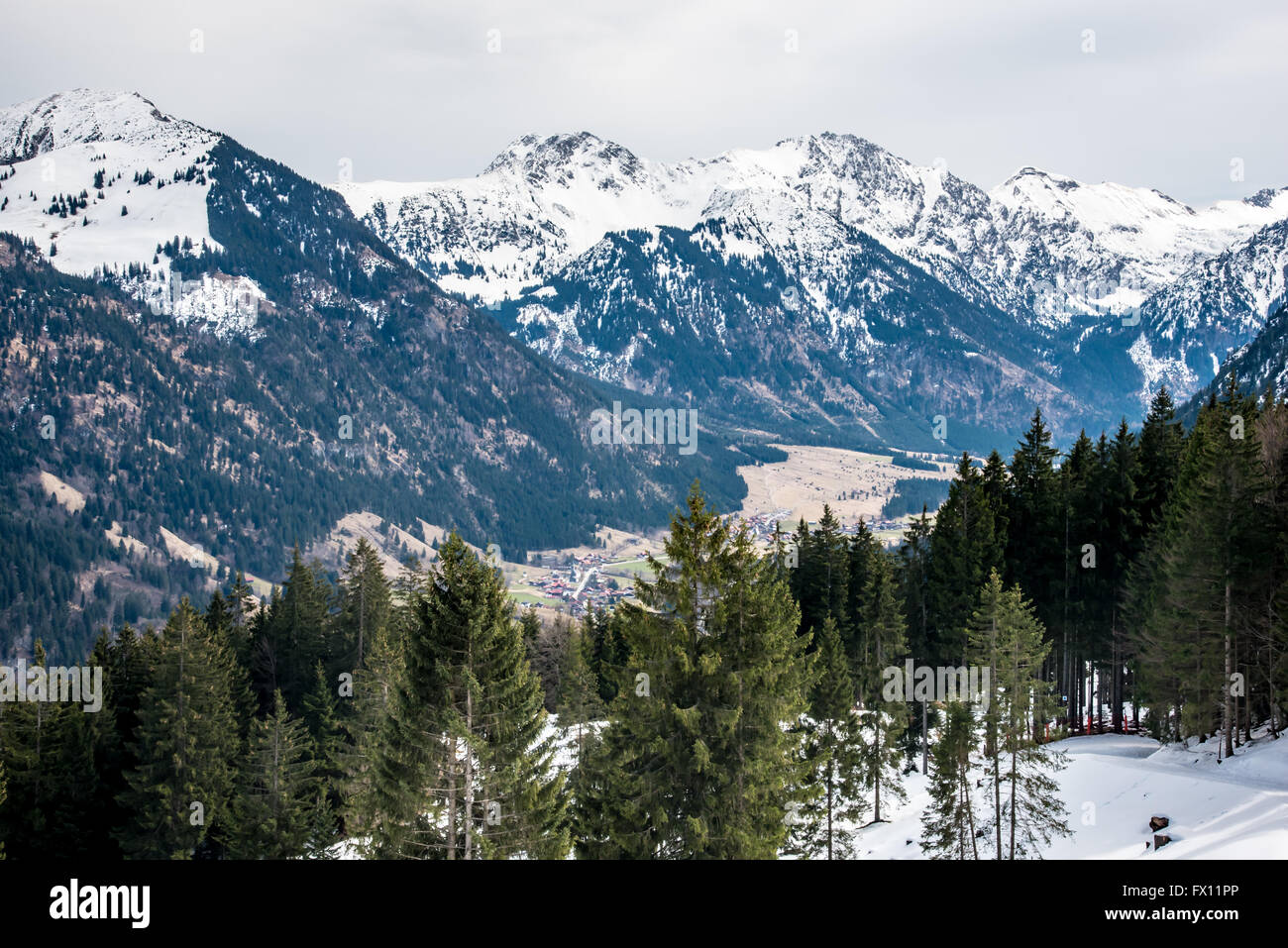 fir trees and mountains in Germany in early spring Stock Photo Alamy