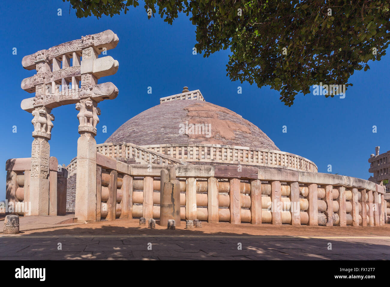 A view of the buddhist temple in Sanchi / India / UNESCO Stock Photo ...