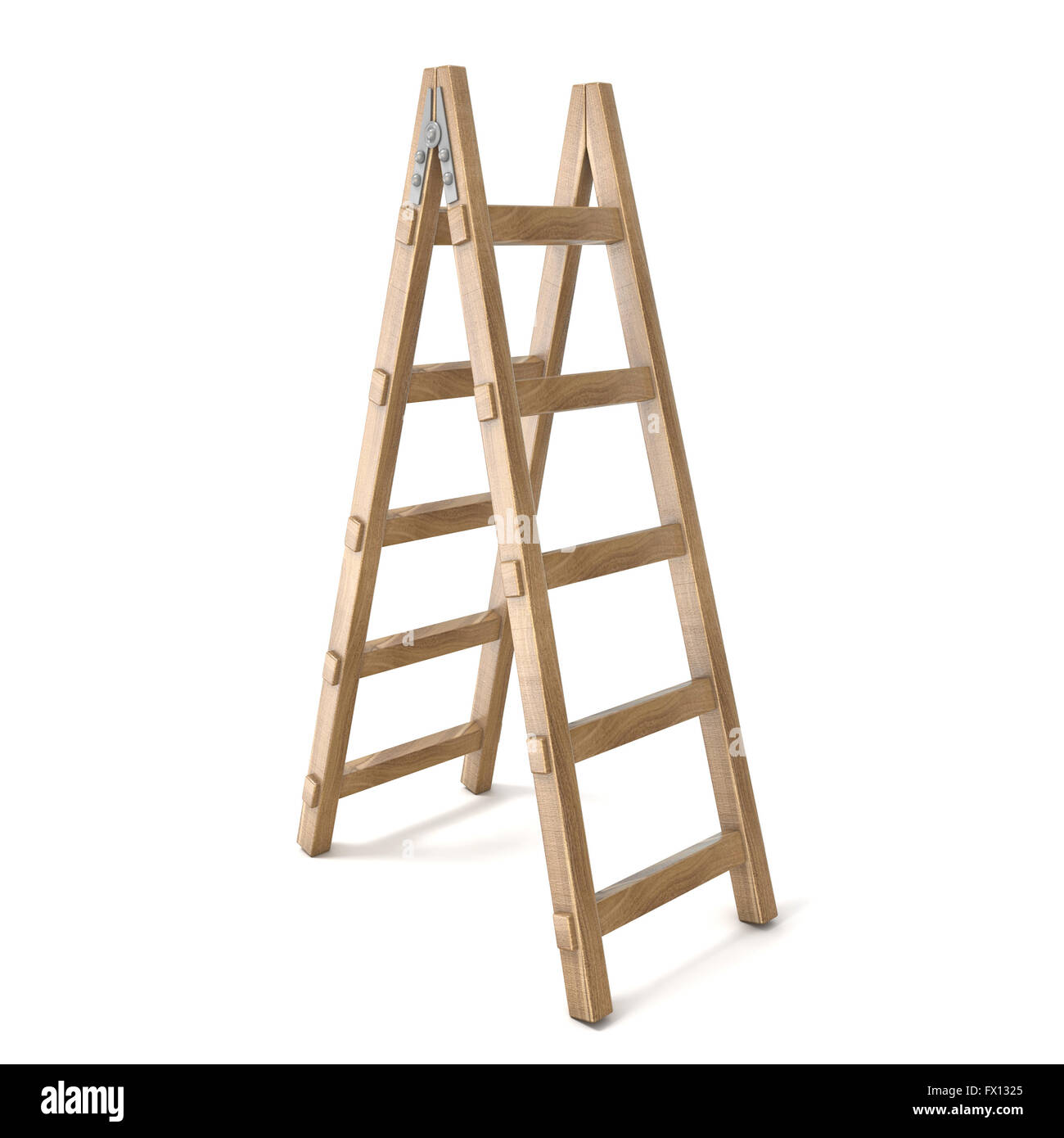 Vertical wooden ladder. 3D render illustration isolated on white