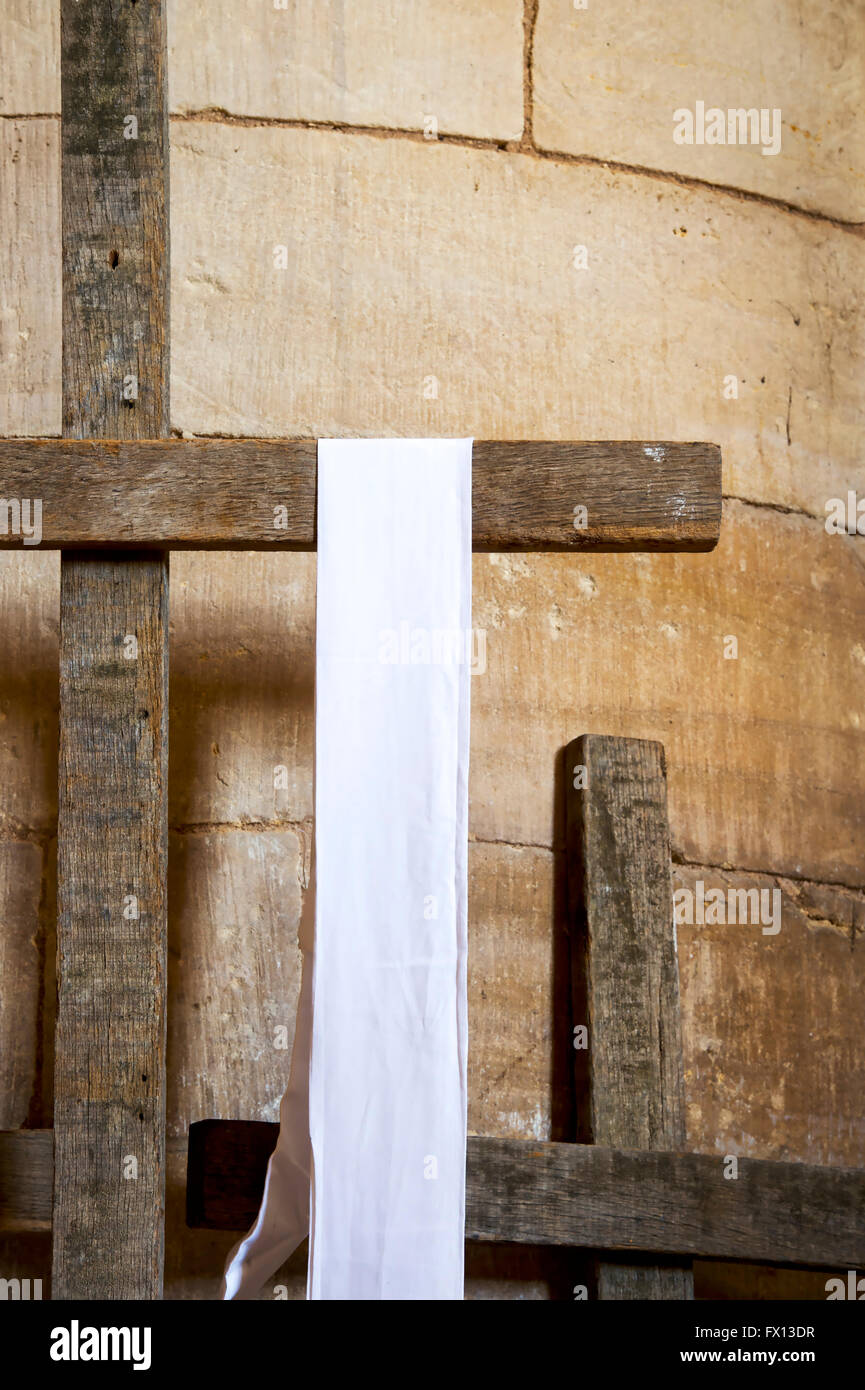 Easter Wooden Crosses in Tewkesbury Abbey, Gloucestershire, England Stock Photo