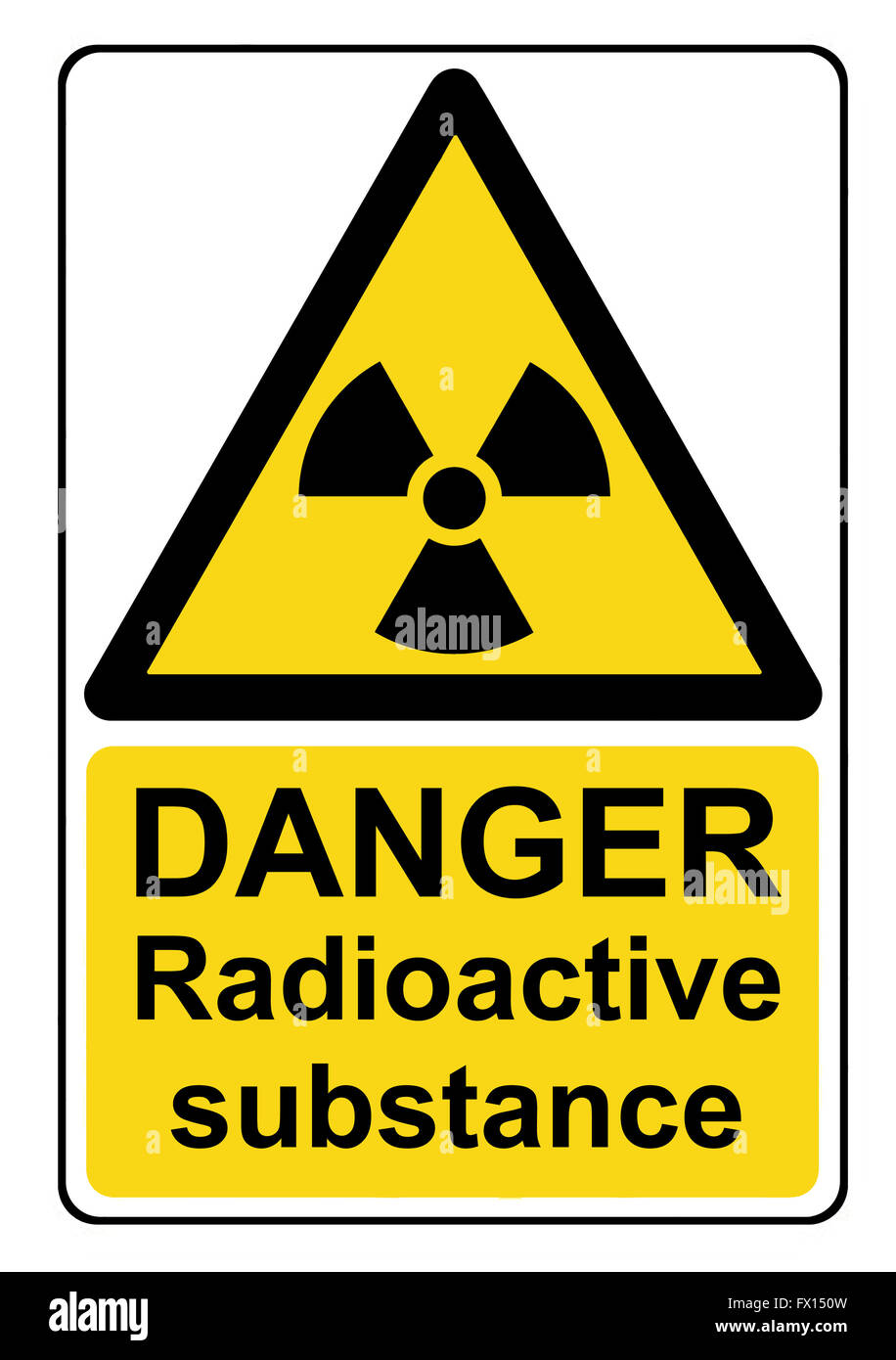 Danger radioactive substance yellow warning sign Stock Photo