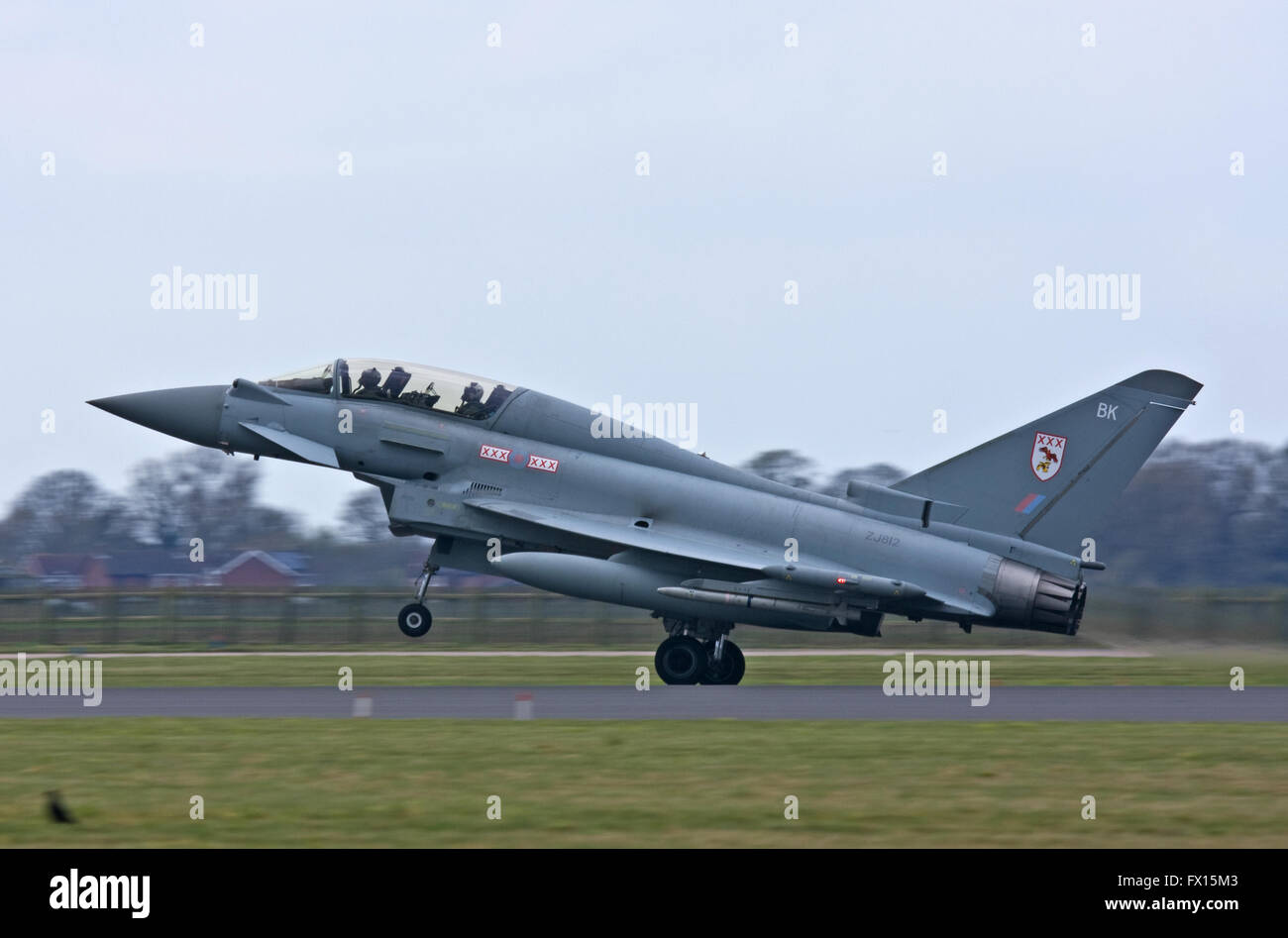 RAF Eurofighter Typhoon landing at Coningsby Stock Photo