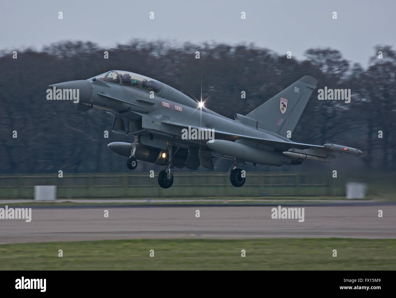 RAF Eurofighter Typhoon, takes off from Coningsby Stock Photo