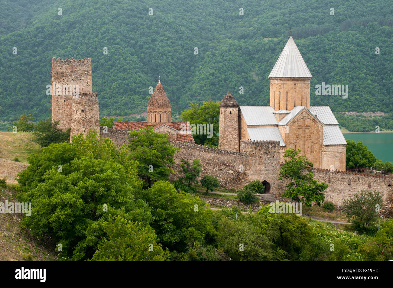Ananuri  is a castle complex on the Aragvi River in Georgia, about 45 miles from Tbilisi. Stock Photo