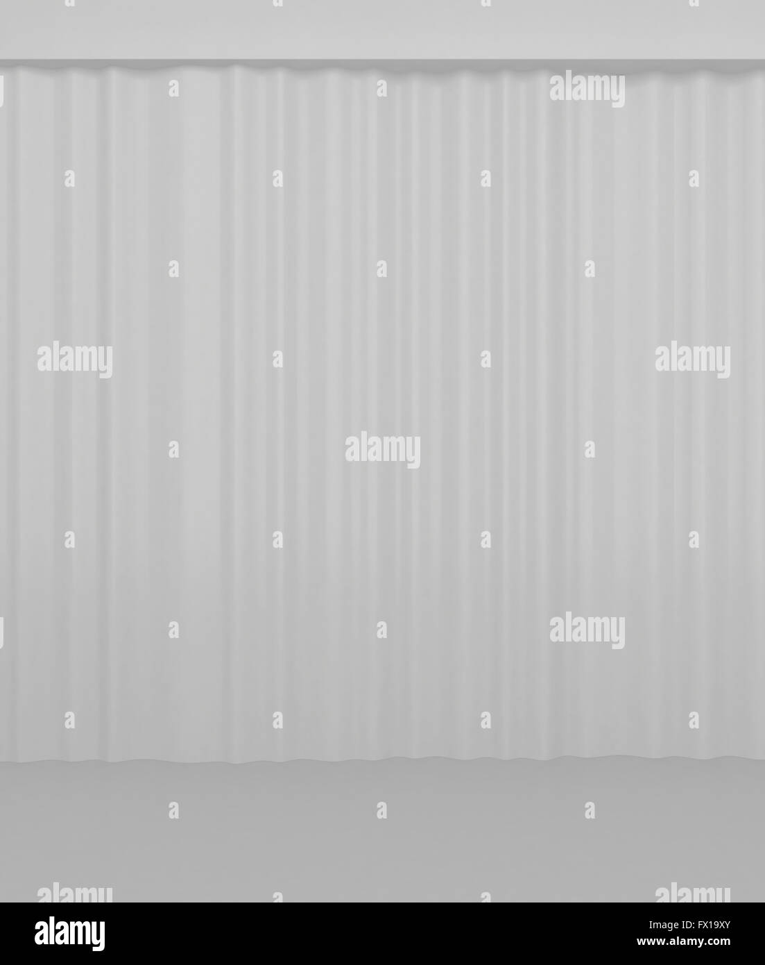 Blank White Curtain Or Drapes On White Gray Background Stock Photo