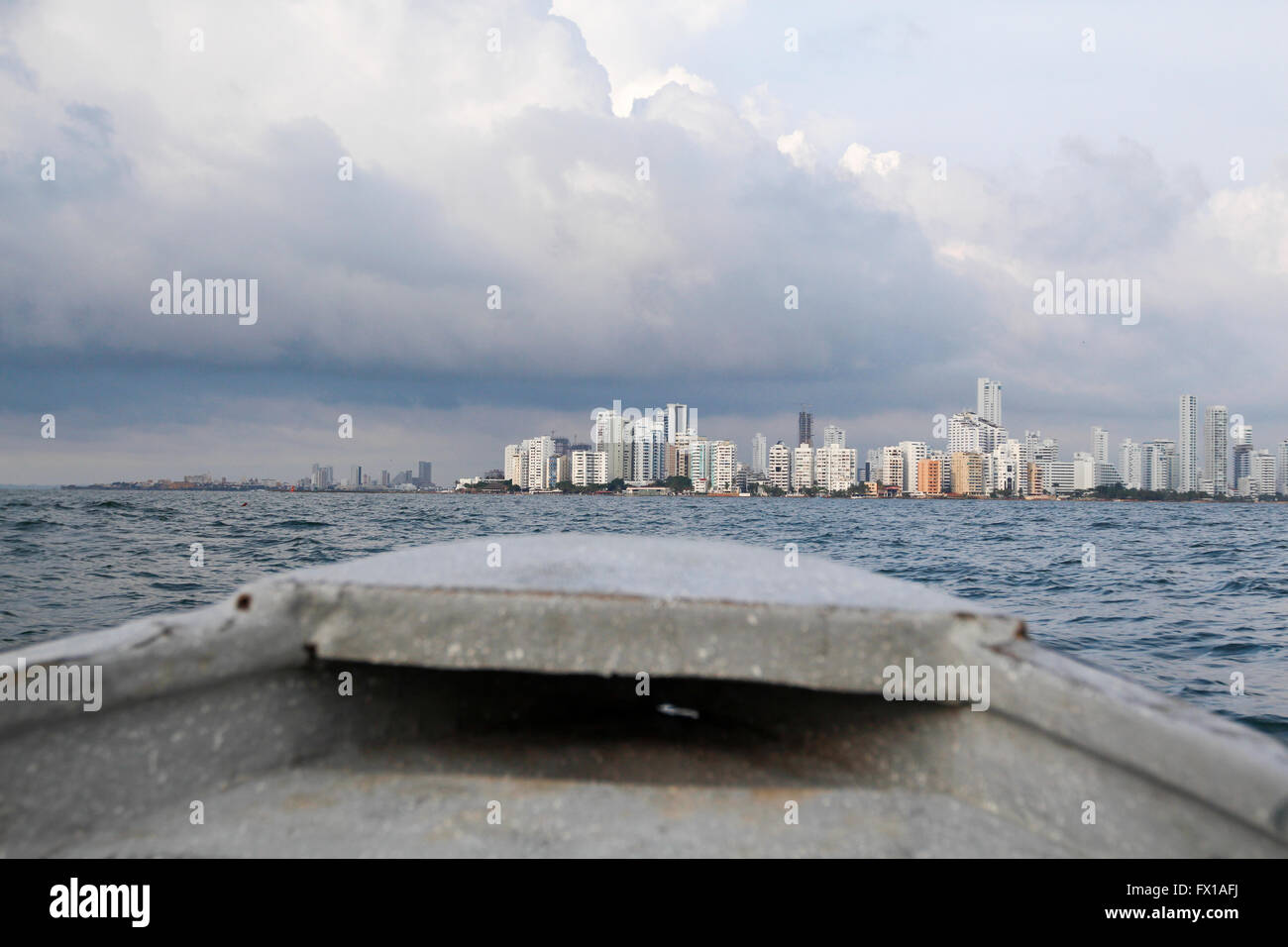 Cartagena, Colombia skyline as seen from the sea Stock Photo
