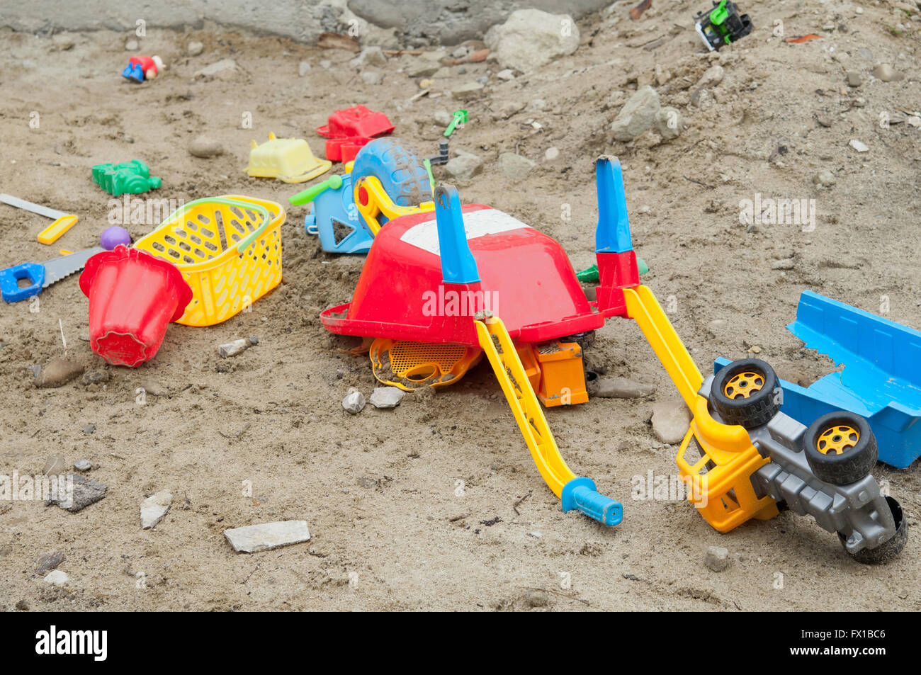 sand toys in a sandbox Stock Photo Alamy