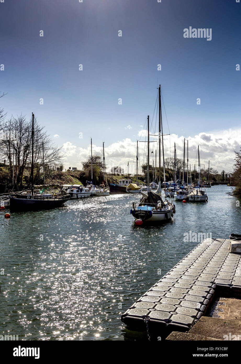 Sailing boats at the River Lyd at Lydney Harbour, Gloucestershire, UK Stock Photo