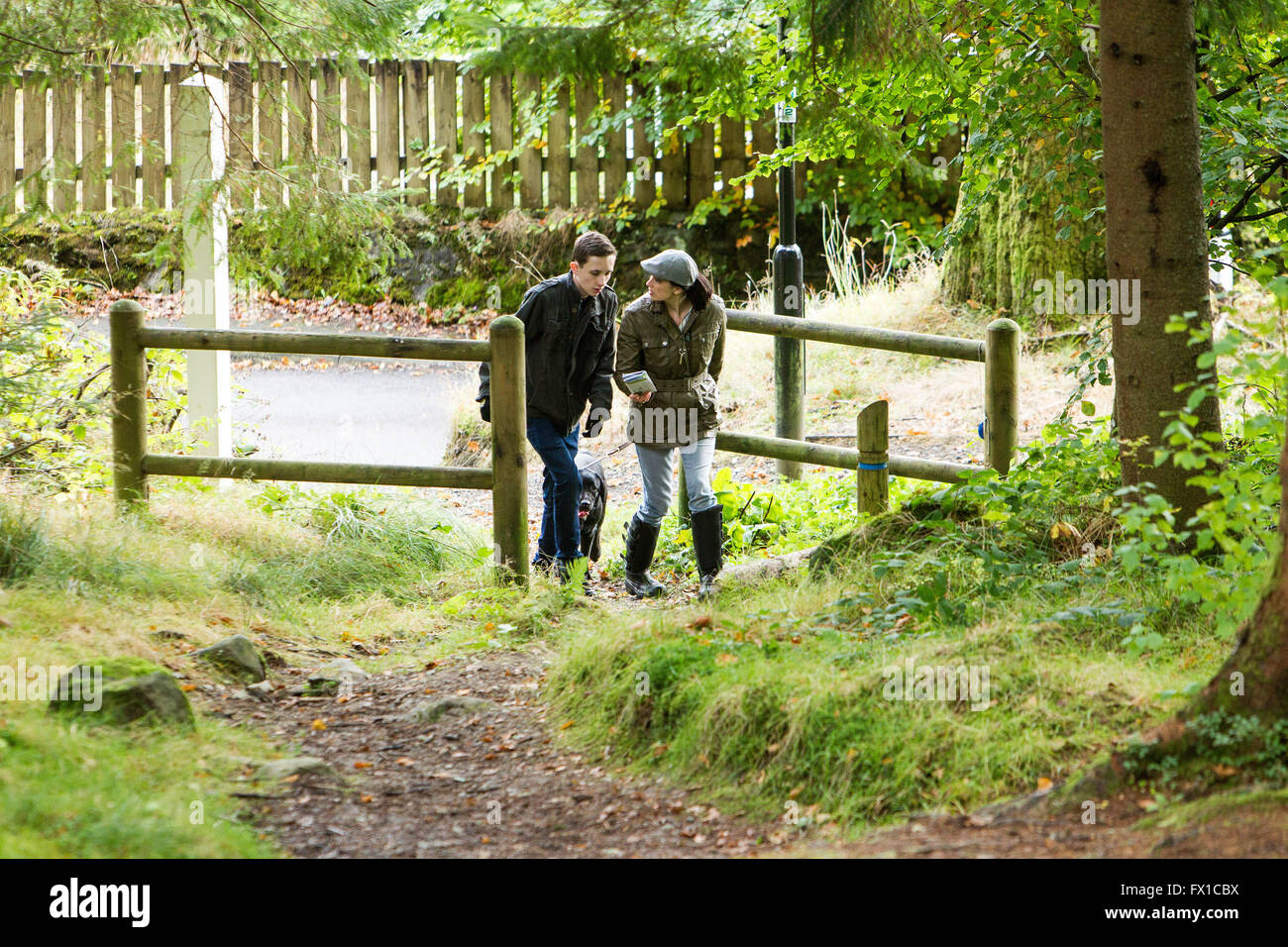 Family enjoying Strathyre Cowal & Trossachs Forest, Scotland Stock Photo