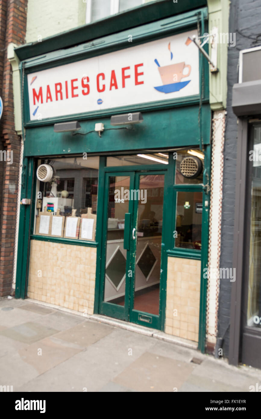 Maries Cafe on Lower Marsh, Waterloo, London, SE1, United Kingdom Stock